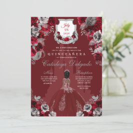Invitación Castillo Princesa de Plata y Rojo Quinceañera