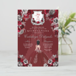 Invitación Castillo Princesa de Plata y Rojo Quinceañera