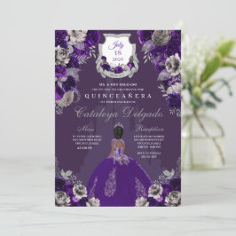 Invitación Castillo Princesa de Púrpura y Plata Quinceañera