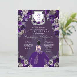 Invitación Castillo Princesa de Púrpura y Plata Quinceañera