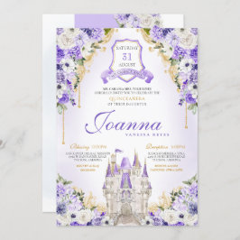 Invitación Castillo Princesa Morada Royal Lavender Quinceaner