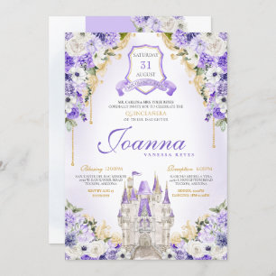 Invitación Castillo Princesa Morada Royal Lavender Quinceaner
