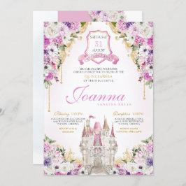 Invitación Castillo Princesa Púrpura Real Quinceanera