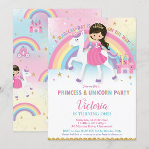Invitación Castillo Rainbow de la fiesta de cumpleaños de Pri