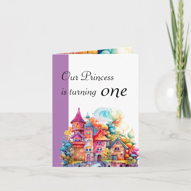 Invitación Castillo Rosa Edad Personalizada (Anverso)