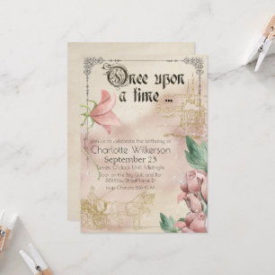 Invitación Castillo y Carrito del tema del cuento de hadas de