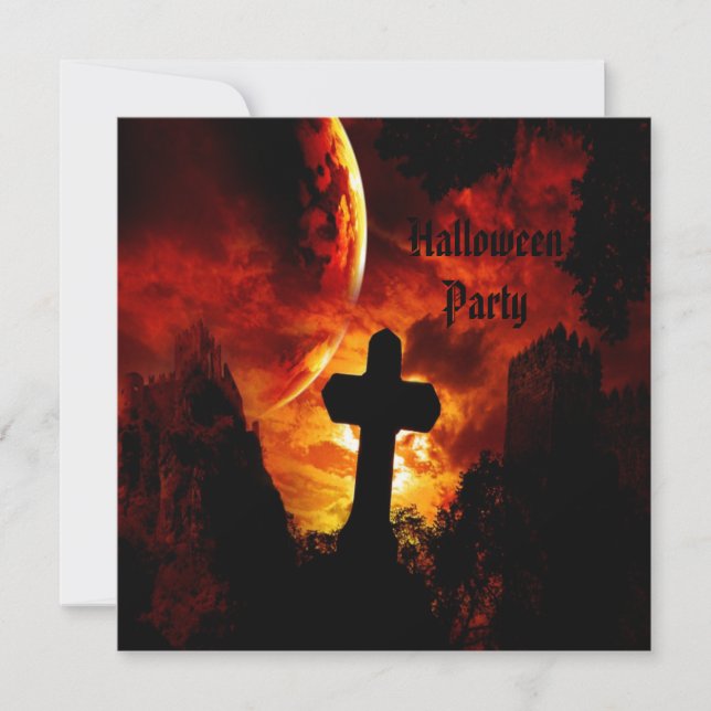 Invitación Castillos y fiesta de Halloween de los cráneos del (Anverso)