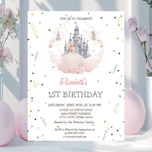 Invitación Castle Clouds Princess Fairytale Cumpleaños