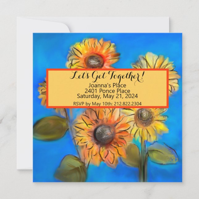 Invitación Casual Arte Original Sunflowers  (Anverso)