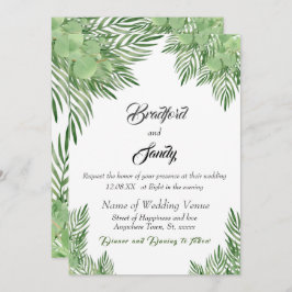 Invitación Casual Beach Wedding Hojas verdes de eucalipto Pal