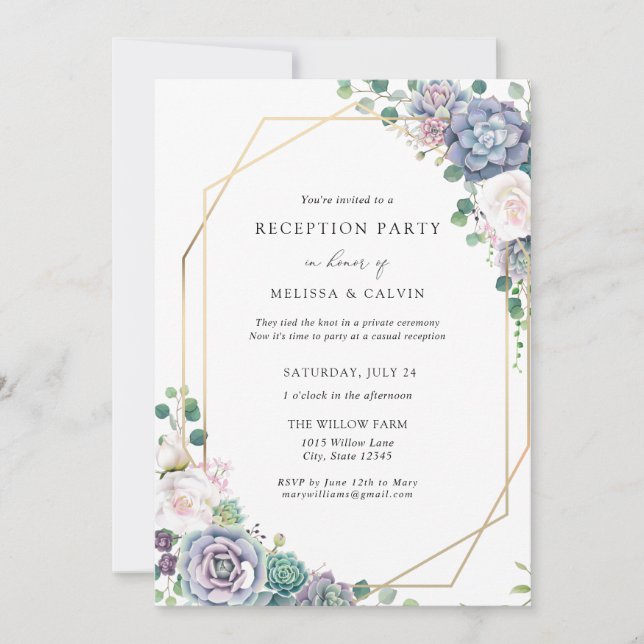 Invitación Casual Boho Succulent Wedding Invitation (Anverso)