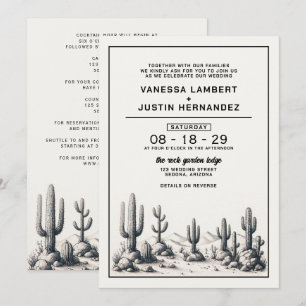 Invitación Casual Cactus Boda con detalles