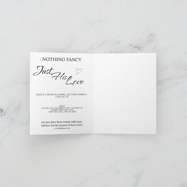 Invitación Casual Christian Wedding Invitation | Faith (Interior)