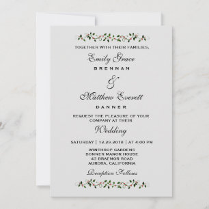 Invitación casual de la boda de invierno de diciem