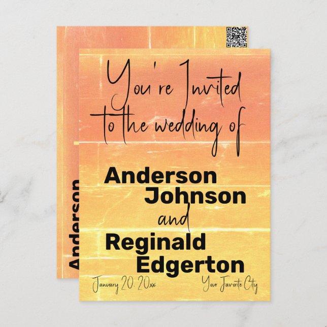 Invitación Casual de Verano de Dos Caras Amarillo  (Anverso / Reverso)