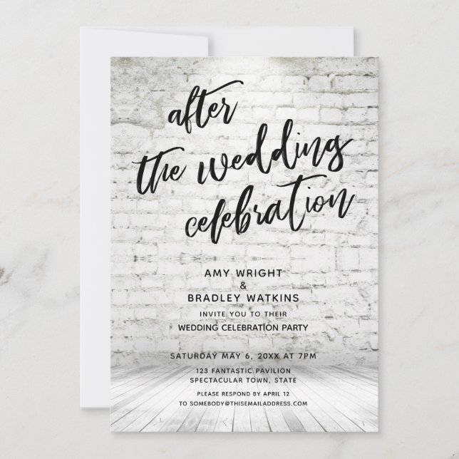 Invitación Casual Después de la Boda Celebración Industrial (Anverso)
