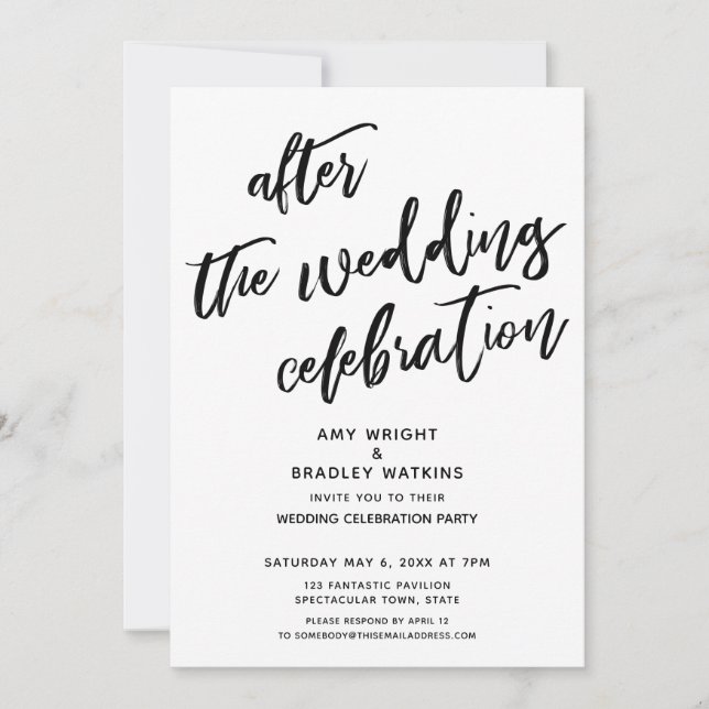 Invitación Casual después de la celebración del Boda Blanco N (Anverso)