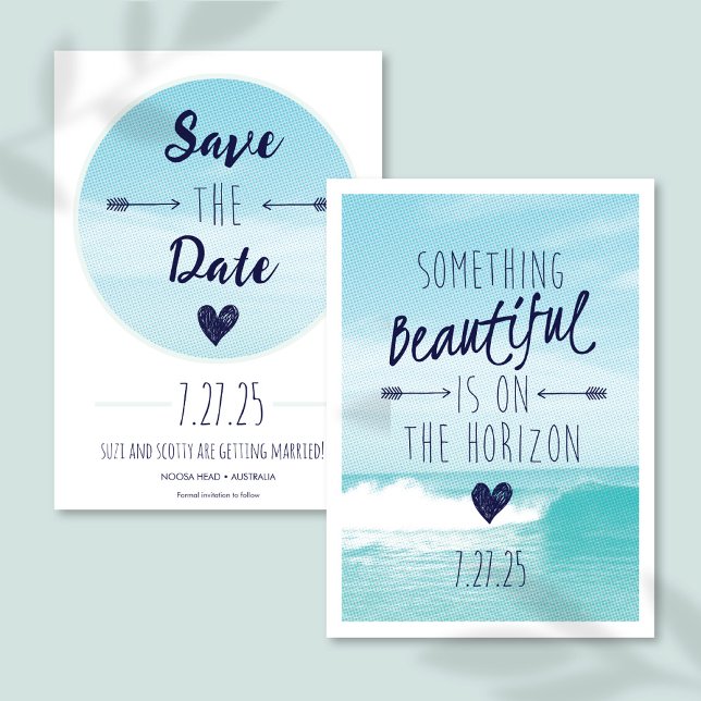 Invitación Casual Modern Beach Wedding Summer Save the date (Subido por el creador)