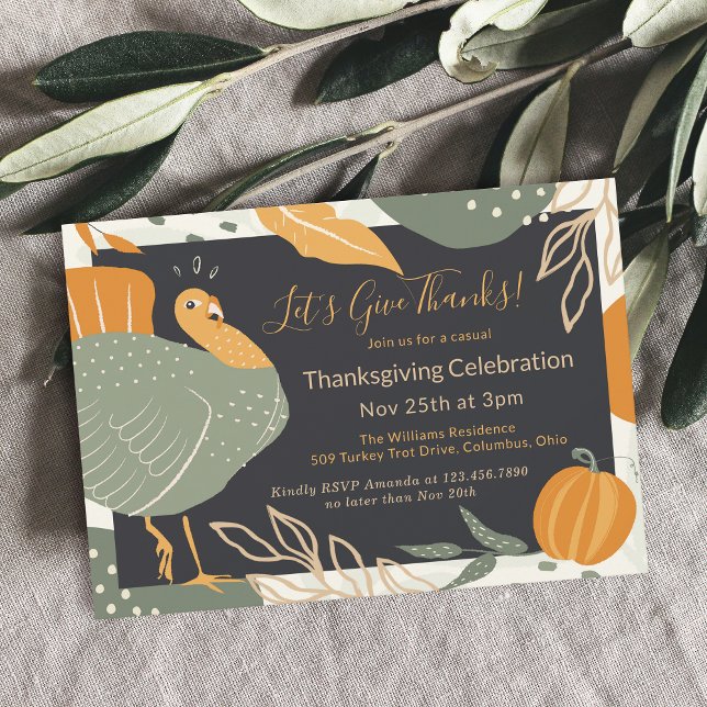 Invitación Casual moderno démosle gracias a la cena (This invitation is available in both printed and instant download formats for your convenience!
)