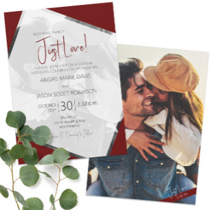 Invitación 💕 Casual Moderno solo ama al Boda de Borgoña