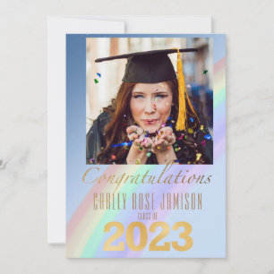 Invitación Casual Rainbow Watercolor Class de 2023 Foto