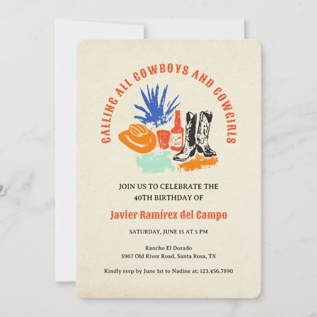 Invitación Casual salvaje y divertido moderno desierto de Cow (Anverso)