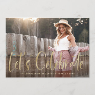 Invitación Casual Script Gold   Dos fiestas de graduación fot