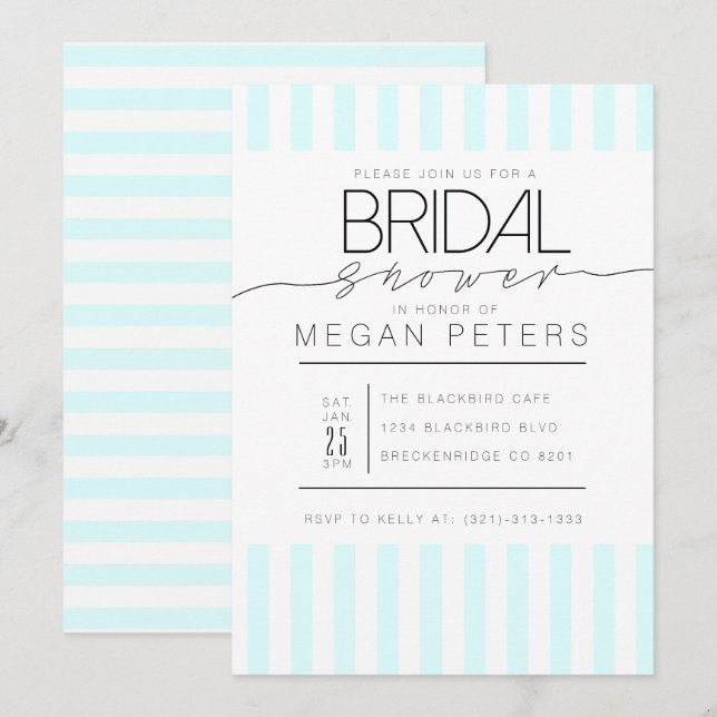 Invitación Casual Script | Moderna ducha de novias con leche (Anverso / Reverso)