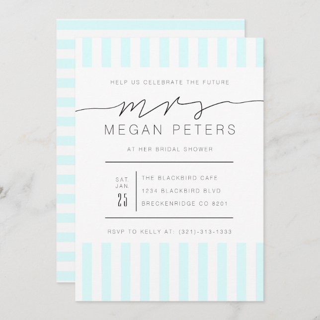 Invitación Casual Script | Moderna ducha de novias con leche (Anverso / Reverso)