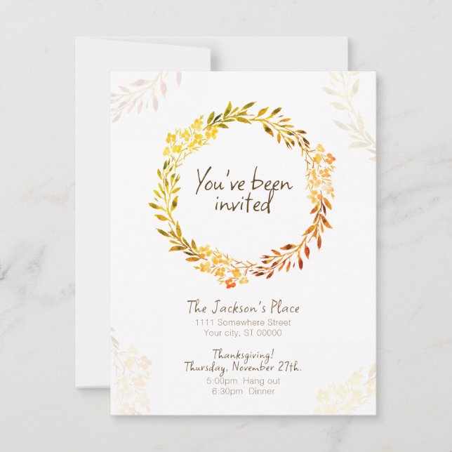 Invitación Casual Thanksgiving Invitation - Make it your own (Anverso)