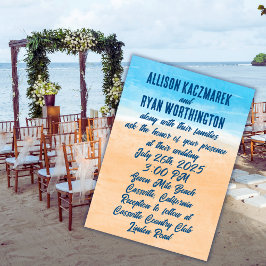 Invitación Casual Watercolor Beach Wedding