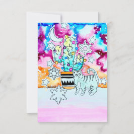 Invitación Cat and Cactus Christmas Card