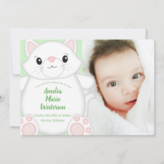 Invitación Cat Baby Shower Kitty (Anverso)