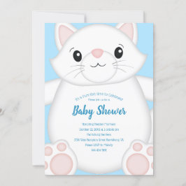 Invitación Cat Baby Shower Kitty Blue Boy