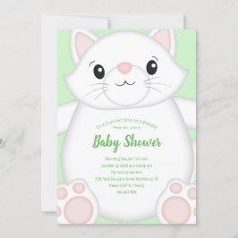 Invitación Cat Baby Shower Kitty Green