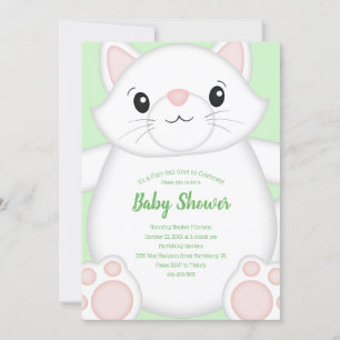 Invitación Cat Baby Shower Kitty Green