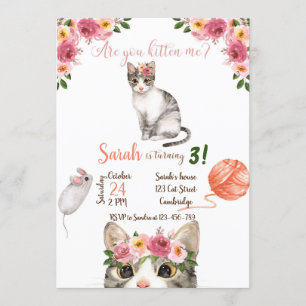 Invitación Cat Birthday Invitation, Cat Invitation, Kitty