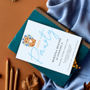 Invitación Cat Blue vamos pavoneados ¿Me gatillas cumpleaños?
