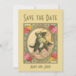 Invitación Cat Bride and Groom Wedding save the date