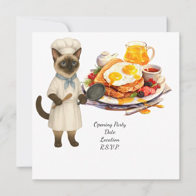 Invitación Cat Chef Cooking Party for Cat Lovers  (Anverso)