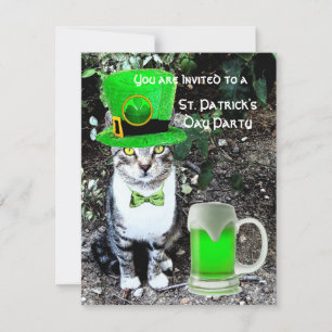 INVITACIÓN CAT CON CERVEZA IRLANDESA VERDE FIESTA DEL DÍA DE