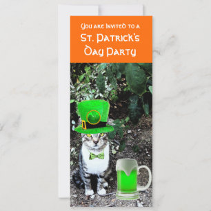 INVITACIÓN CAT CON CERVEZA IRLANDESA VERDE FIESTA DEL DÍA DE