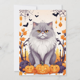 Invitación Cat Halloween Cute Adorable Gracioso Personalizado