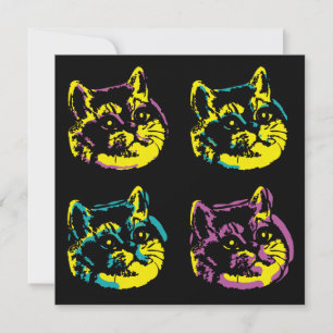 Invitación Cat Lover Four Kitten Pop Art