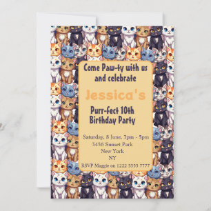 Invitación Cat Lover l Come Paw ty con nosotros divertidos cu