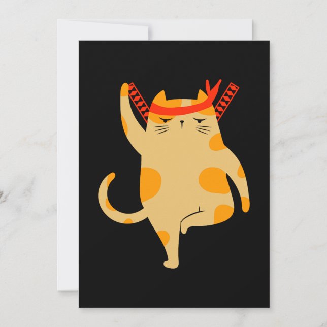 Invitación Cat Samurai Ninja Shinobi Kitten Mascota regalo (Anverso)
