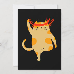Invitación Cat Samurai Ninja Shinobi Kitten Mascota regalo