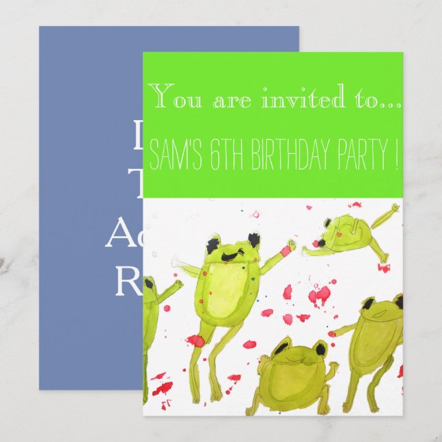 Invitación Cata de ranas Fiesta de cumpleaños de niños (Anverso / Reverso)