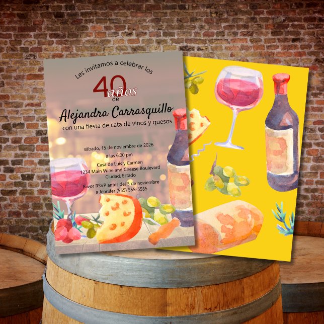 Invitación Cata de Vino y Queso con Estilo Español Cumpleaños (Subido por el creador)