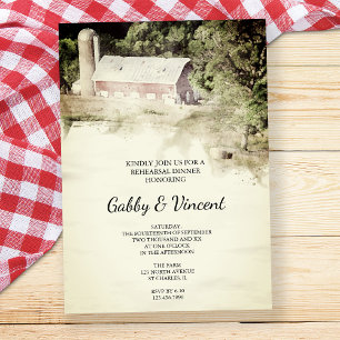 Invitación Catálogo de color de agua de granjas rojas y silas